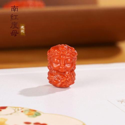建廷 瓦西南红散珠 度母 苏工精工雕刻 满色满肉背云单珠配珠配饰