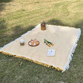 户外露营野餐垫帐篷地垫法式 加厚拍照垫子沙滩垫桌布草地白色毯子