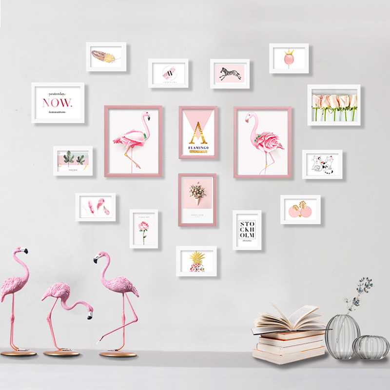 17框心形照片墙客厅r创意浪漫组合相框墙结婚房卧室挂墙相片墙