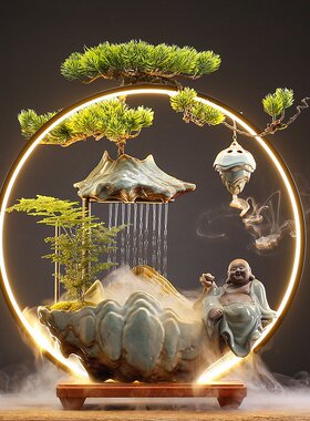 招财流水摆件家居创意喷泉客厅办公室桌面玄关乔迁新居开业礼品