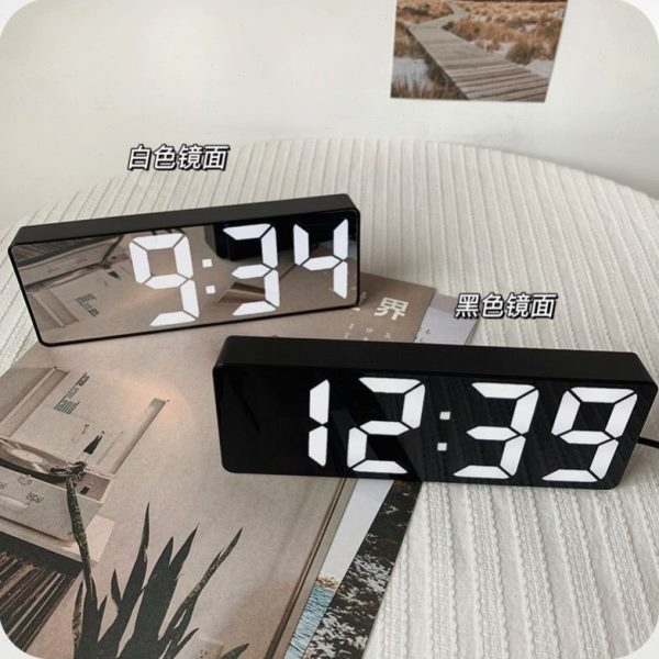 时钟多功能桌面镜ins静音简约智能面电子钟闹钟夜光学生数字台式
