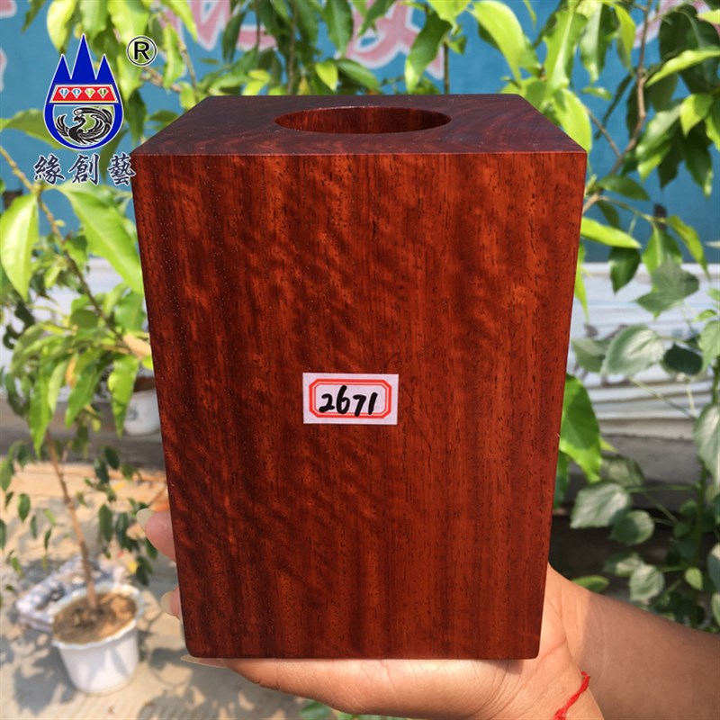 红木笔筒缅甸花梨实木质摆件一物一图大果紫檀笔插桌面收纳笔罐筒