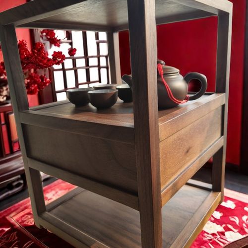 北美黑胡桃多层收纳博古架桌面茶具架茶叶架收纳架家用茶吧收纳架