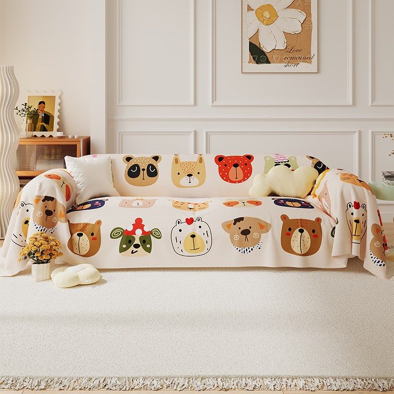 卡通爱仿麻沙发巾客厅全包防尘沙发盖布四季通用沙发罩防猫抓,居家布艺,沙发套,淘宝优惠券,粉丝福利购,淘宝优惠卷