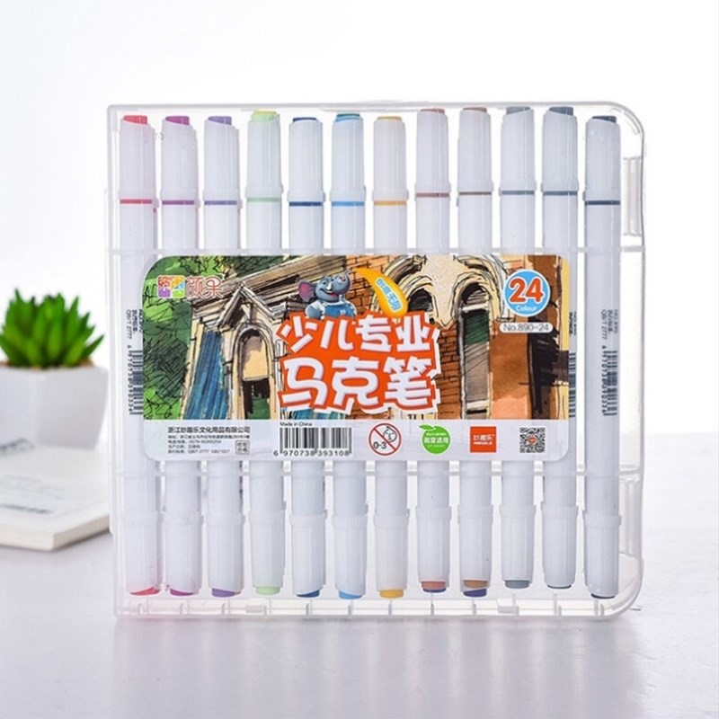 妙趣乐890马克笔双头粗细学生画画绘画初学者12/18/24/36色彩色89