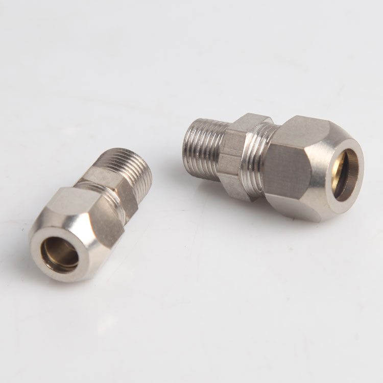 终端卡套接头铜管接头PC8mm02/601/1003/1204分油管螺纹直通