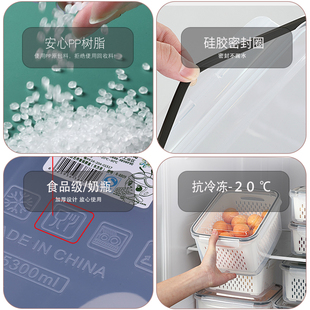 沥水保鲜盒冰箱冷冻收纳盒带盖家用厨房食品密封盒水果便当盒
