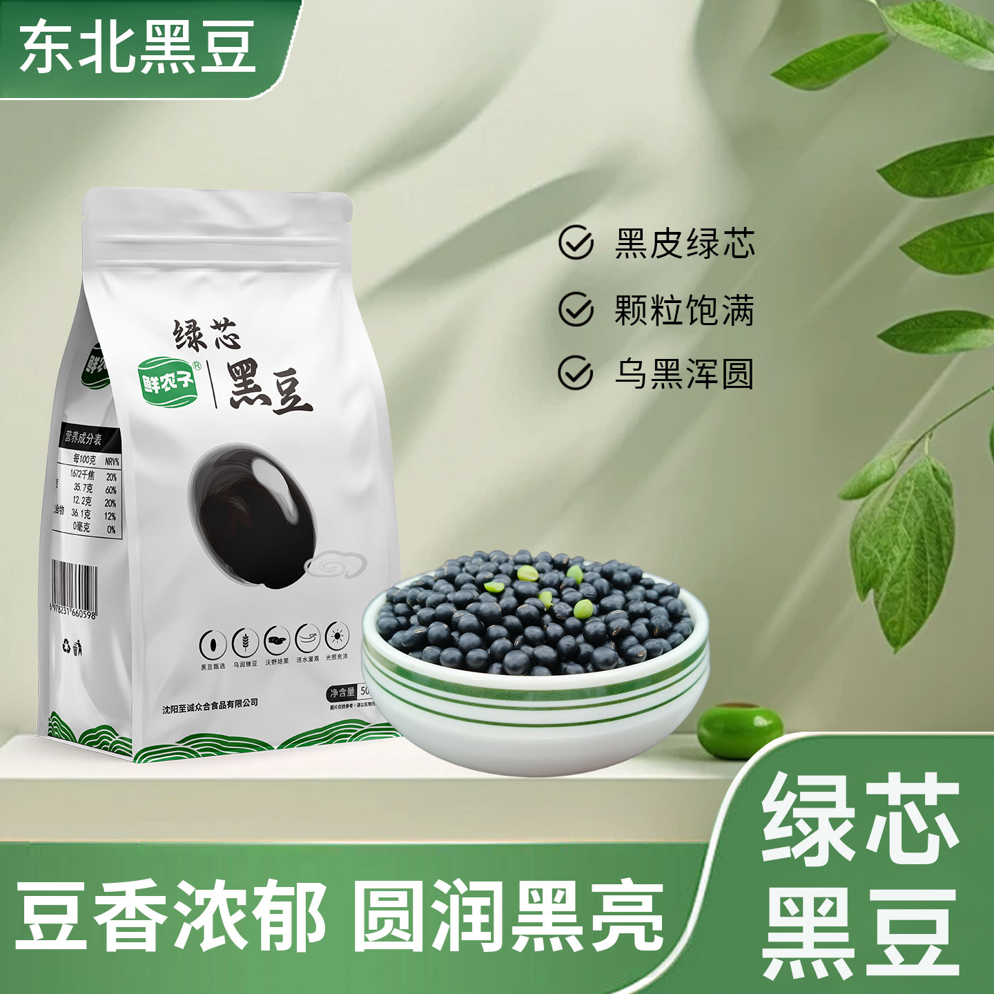 2024年新货绿心黑豆打豆浆专用杂粮东北农家黄芯生黑大豆