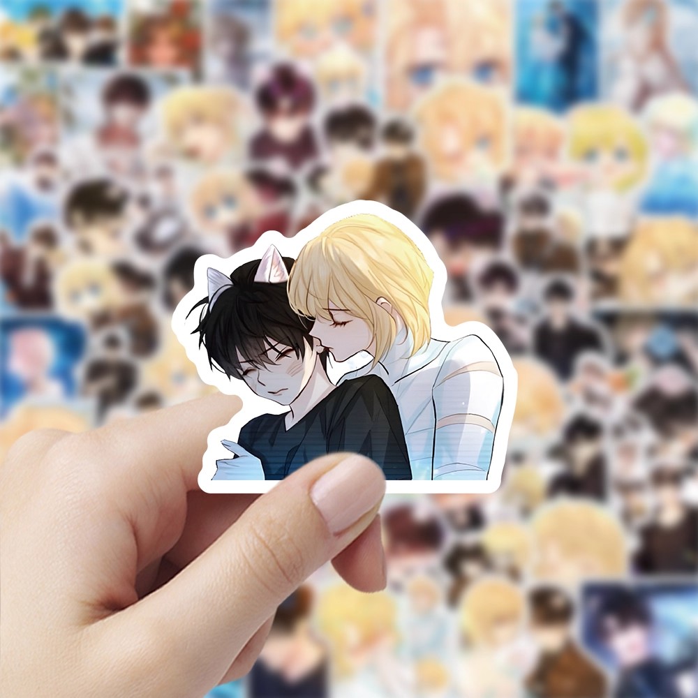 200张人鱼陷落贴纸卡通Q版人物周边装饰行李箱水杯手机壳防水贴画