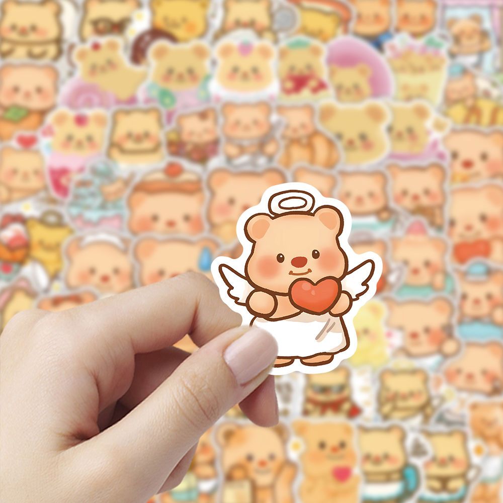 300张黄油小熊ins可爱贴纸卡通动漫笔记本贴画手机手账装饰贴纸