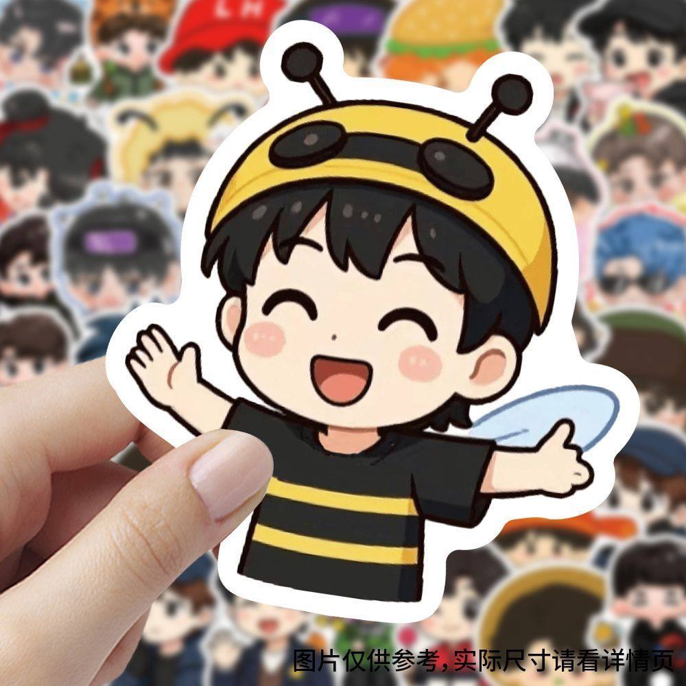 240张十个勤天贴纸少年贴画种地吧少年手绘桌面diy手机防水装饰贴