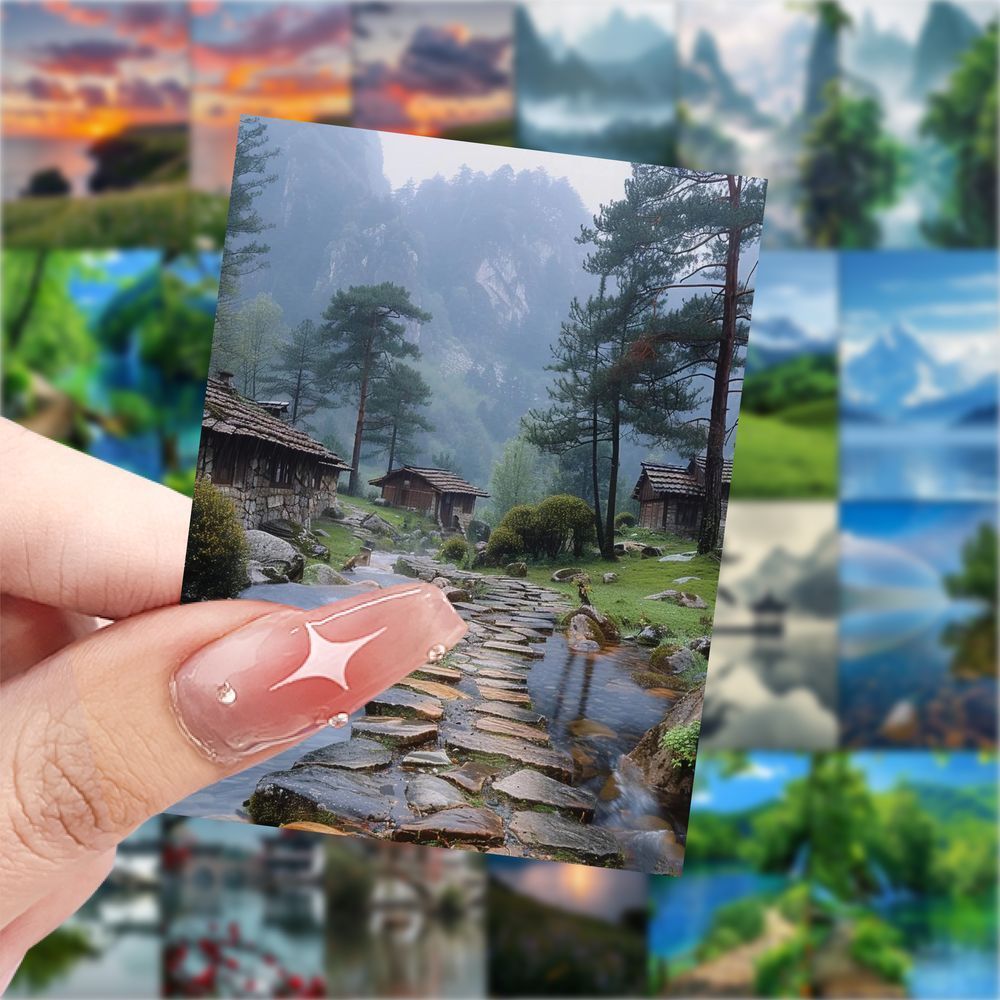 189张治愈风景贴纸ins爆款网红旅游古风手机壳行李箱装饰防水贴画