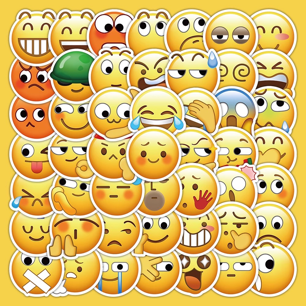 120张微信小黄脸表情包贴纸搞笑有趣手账装饰DIY防水贴画手账贴纸