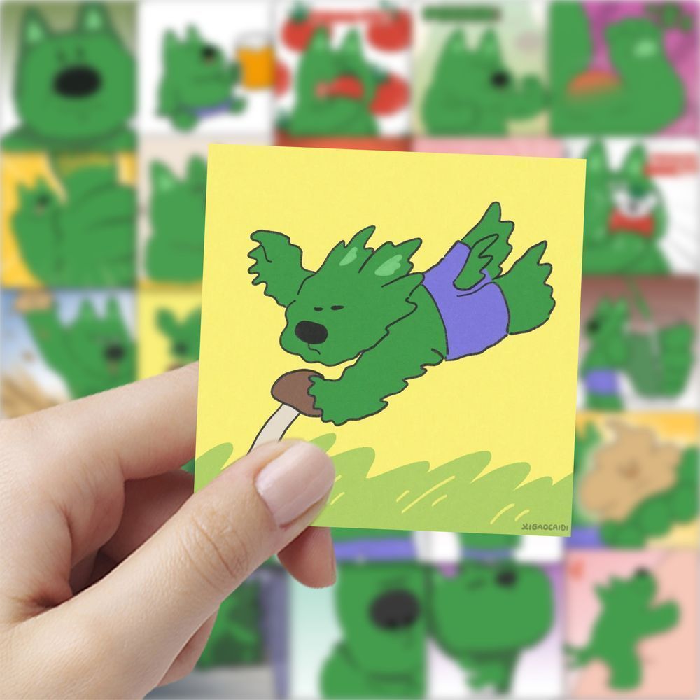 118贴绿色西高地贴纸搞怪卡通手账装饰行李箱笔记本标签防水贴画