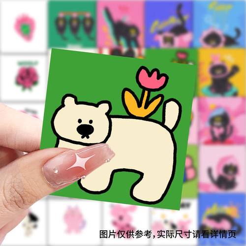118张可爱素材插画贴纸小动物自粘素材手机壳行李箱标签立体贴画