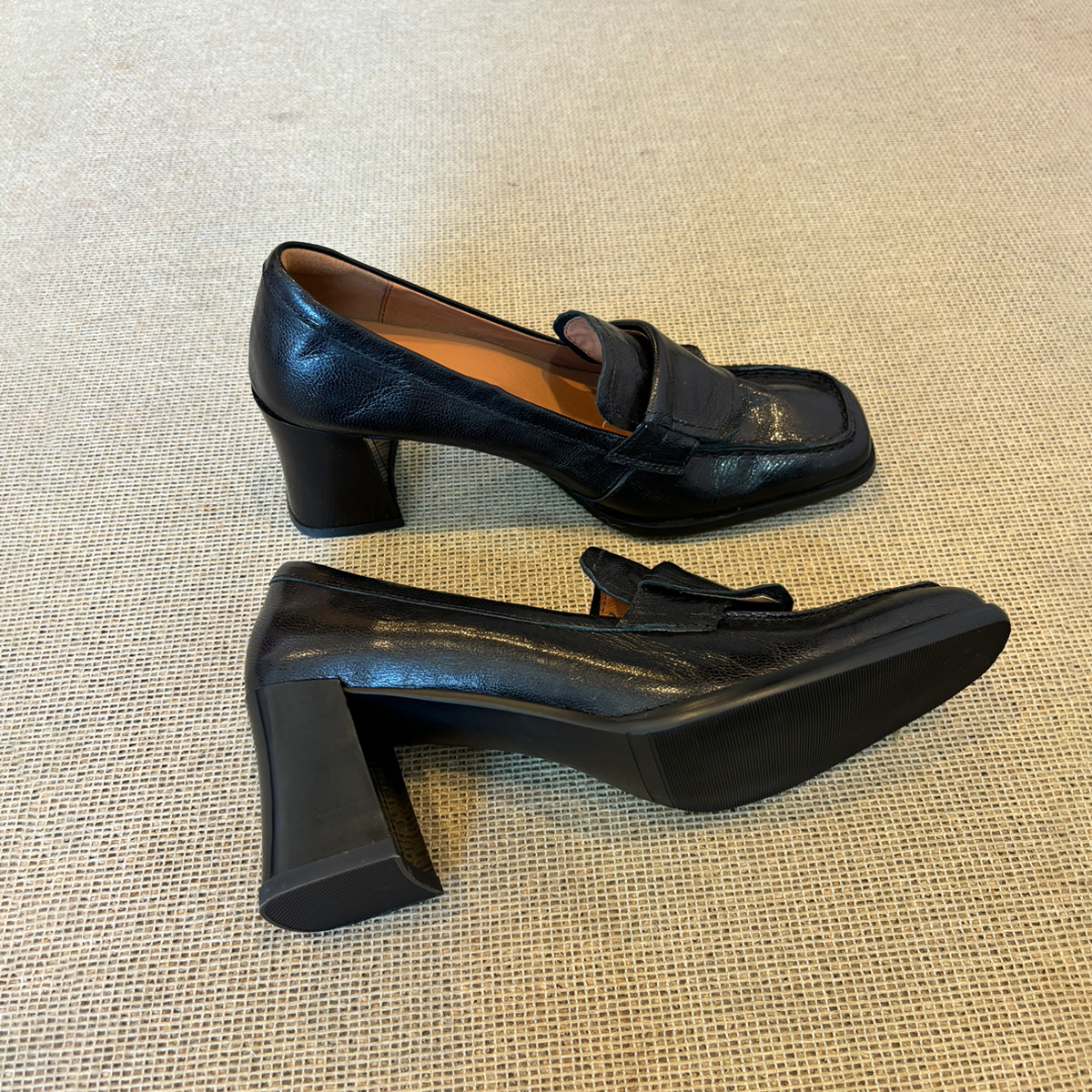 牛皮版~复古真皮方头小皮鞋