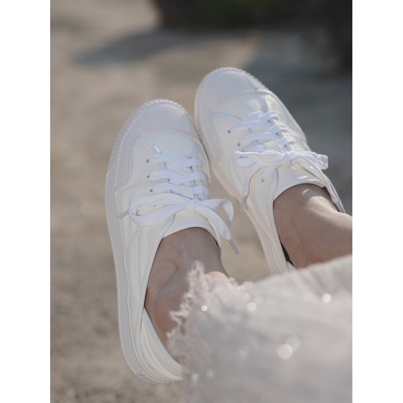 牛皮版~复古真皮小白鞋女