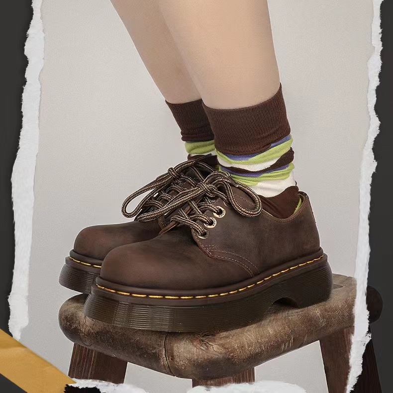 增高厚底马丁鞋小皮鞋丑萌单鞋