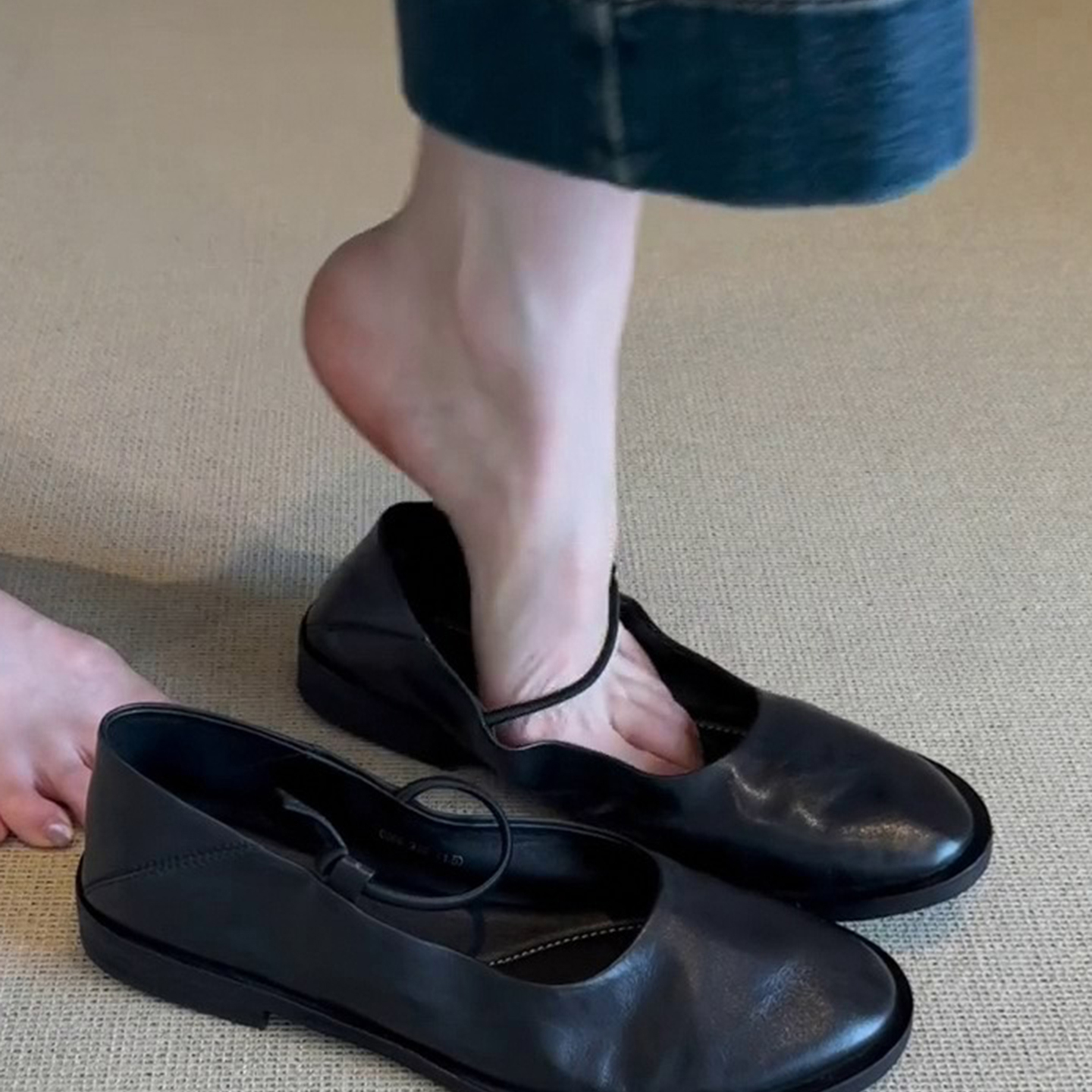 法式复古圆头一字带玛丽珍鞋女