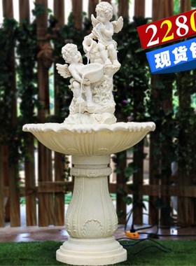 大型欧式流水喷泉客厅雕塑假山喷泉E鱼池庭院水景花园装饰落地摆