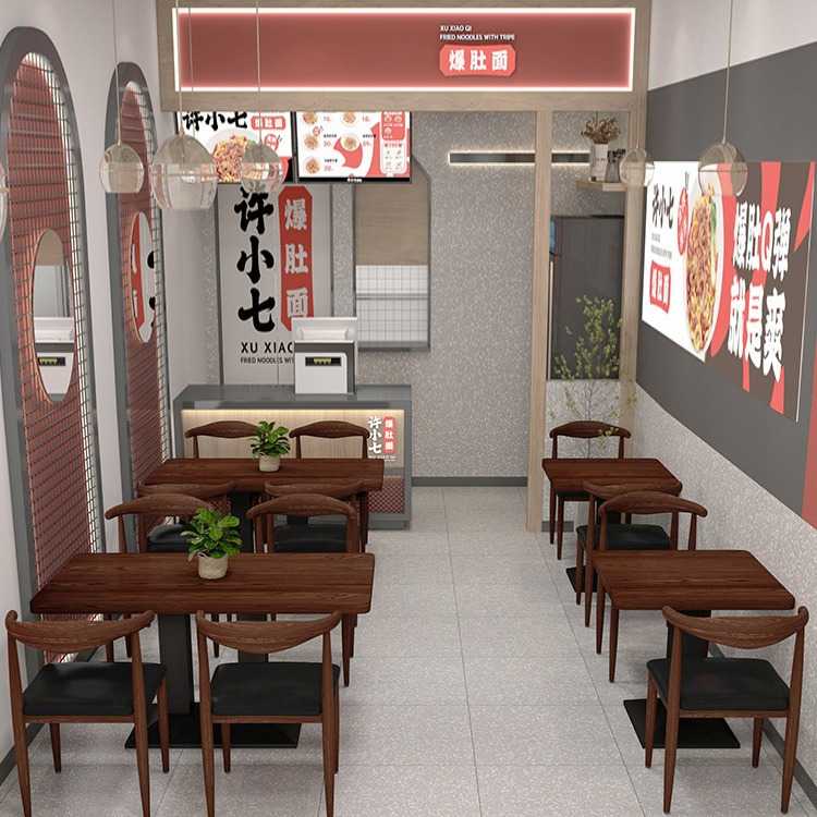 商用经济型快餐桌椅套装商用饭店餐厅桌椅组合奶茶甜品店简约桌子