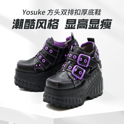 日本直邮yosuke方头厚底增高运动鞋卡扣链条限定新款