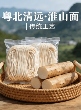广东独立包装老人宝宝小孩都适合送无添加手工淮山面条485g礼盒装