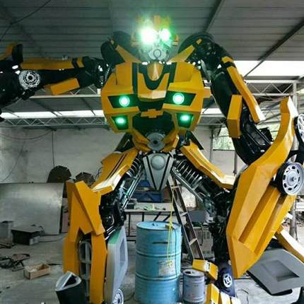 厂家直供大型变型金刚雕塑大黄峰汽车人铁艺机器人广场摆件模型