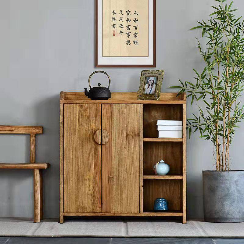 新中式茶水柜实木边柜老榆木餐边柜客厅装饰收纳柜玄关抽屉式斗柜