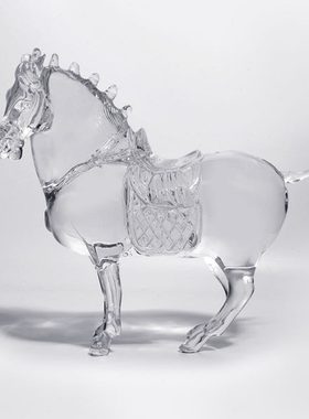 现代新中式透明马头摆件样板房客厅玄关艺术品酒店别墅动物装饰品