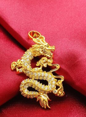 东南亚热卖金色微镶吊坠男大气微镶龙吊牌镀金坠子镀金挂坠首饰
