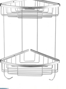 摩恩浴室置物架单层三角篮卫生间墙角双层收纳篮全铜90102/90104