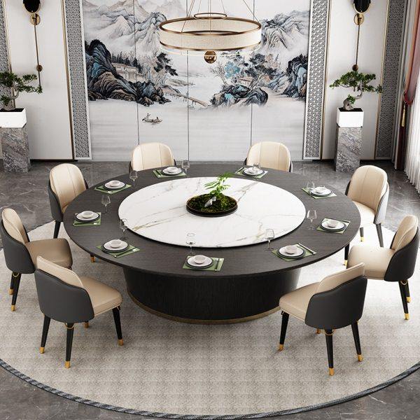 新中式酒店大圆桌电动餐桌15人20人饭店餐厅包厢岩板转盘桌椅组合,商业/办公家具,酒店桌椅,淘宝优惠券,粉丝福利购,淘宝优惠卷