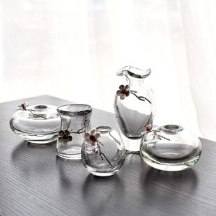 欧式简约迷你透明玻璃艺术小花瓶壁橱装饰摆件精油瓶水培居家桌面