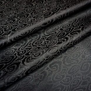 老花纹古典纯黑色祥云纹织锦缎布料 中国式丝绸古香缎子云锦面料