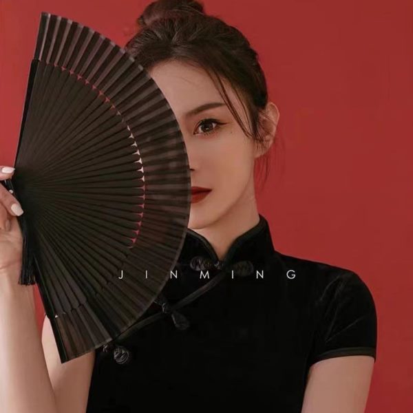 古风折扇旗袍舞蹈扇走秀跳舞中国风古典扇子女式汉服配饰摄影道具
