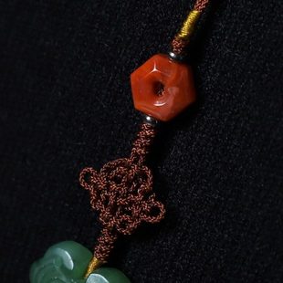 金丝穗南红搭配碧玉背云 金丝玉南瓜珠剑穗萧笛扇方丈结