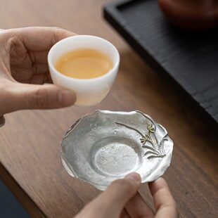 锡杯垫防滑隔热垫杯托家用中式会客茶道配件杯垫茶杯底座功夫茶具