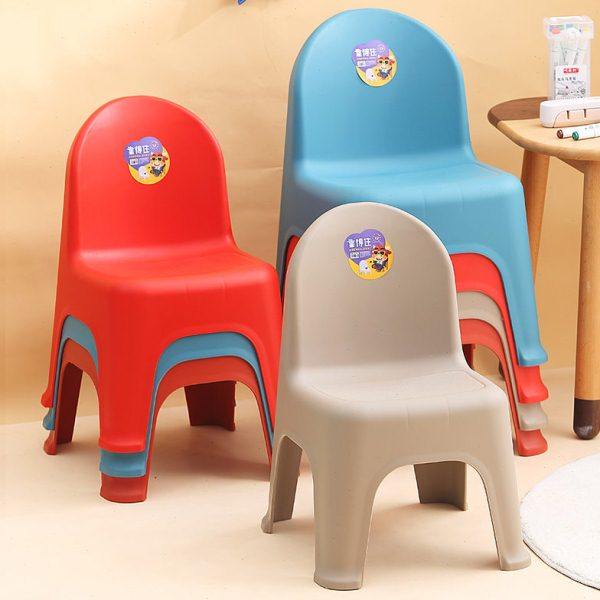 欧式加厚儿童靠背椅防滑家用塑料凳子靠背客厅茶几矮凳熟胶防滑