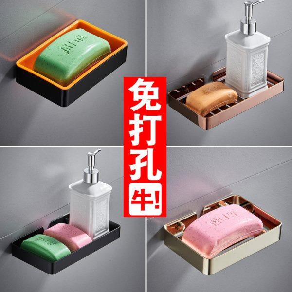 免打孔肥皂盒浴室置物架皂网托创意壁挂吸盘沥水皂架卫生间香皂