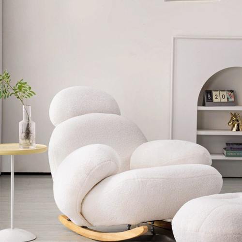 摇椅家用阳台躺椅客厅休闲沙发椅单人沙发懒人椅大白摇摇椅奶油风