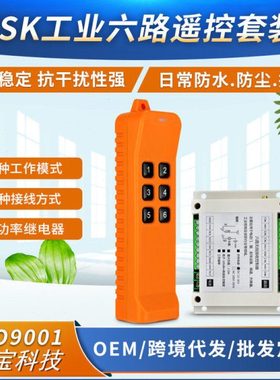 868MHZ六键工业级遥控开关DC12V24伏6路水泵电源箱灯具电机控制器