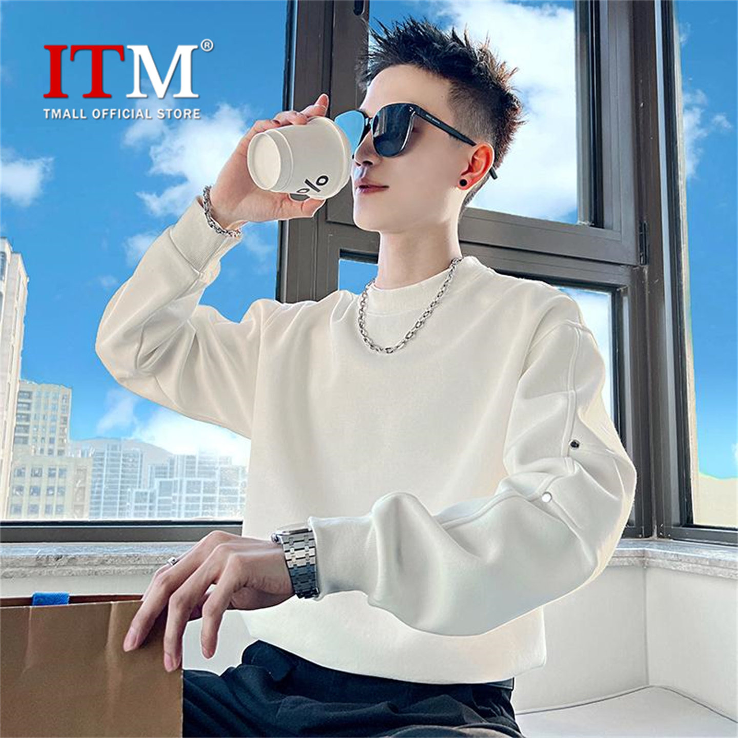 高级感痞帅卫衣男士2025新款爆款秋冬季加绒加厚内搭长袖t恤男款