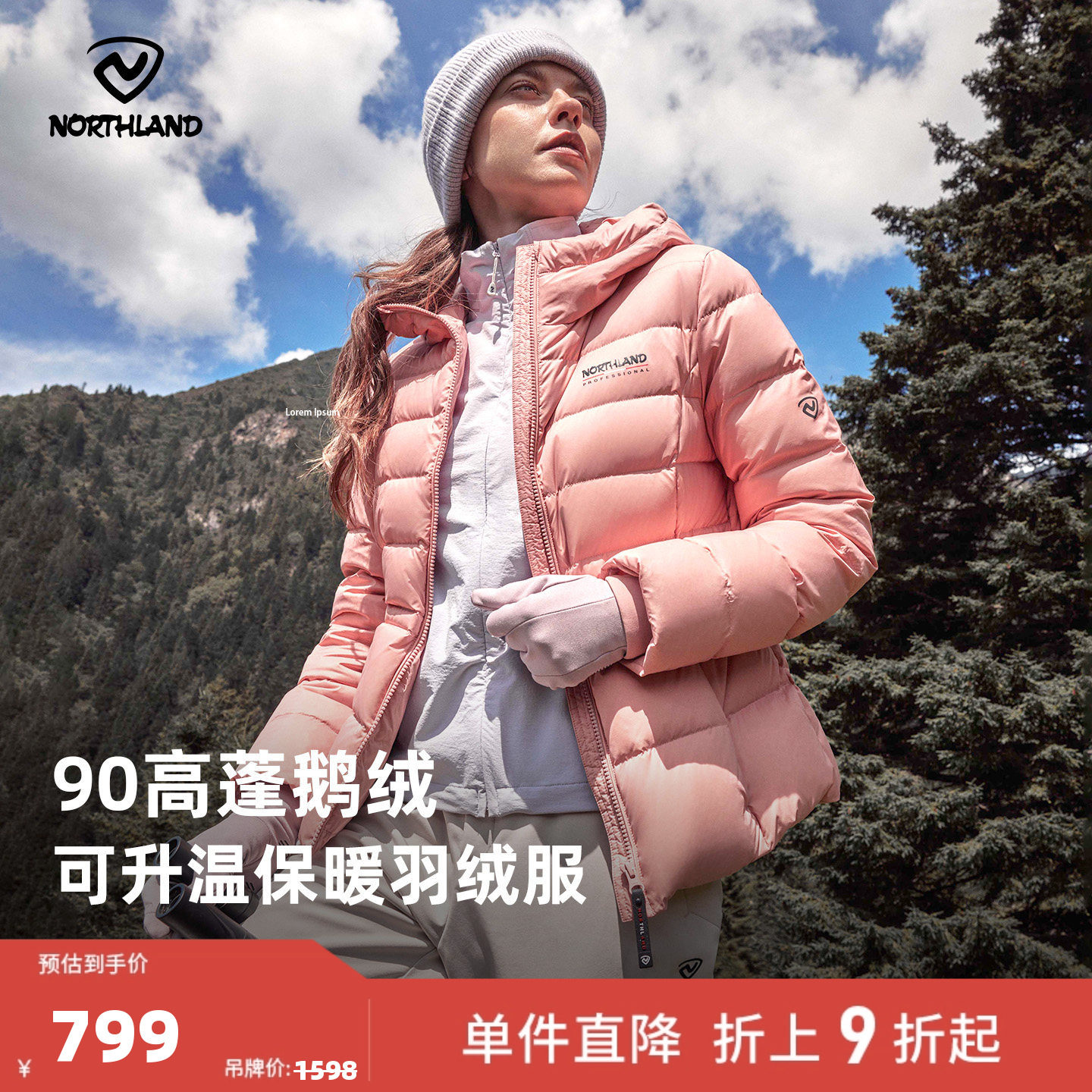 新款防风防泼水可升温鹅绒羽绒服