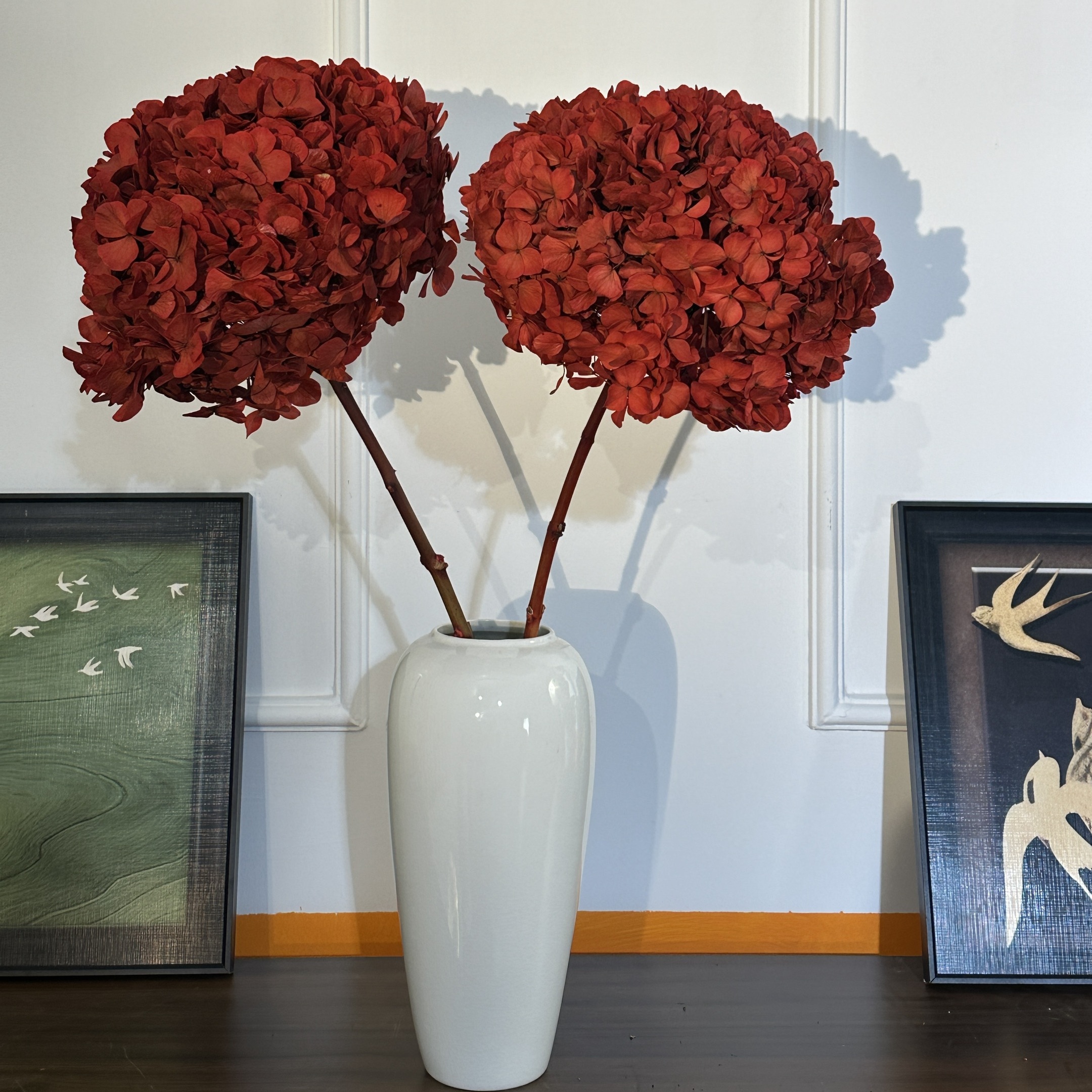 两个绣球永生花真花干