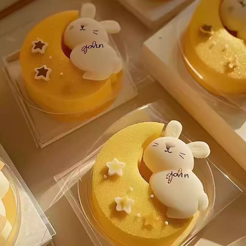 中秋节月亮兔慕斯蛋糕硅胶模具DIY月兔冰皮月饼绿豆糕冰淇淋磨具