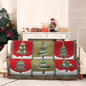 圣诞节氛围线毯流苏装 饰毯子挂毯沙发巾毯子