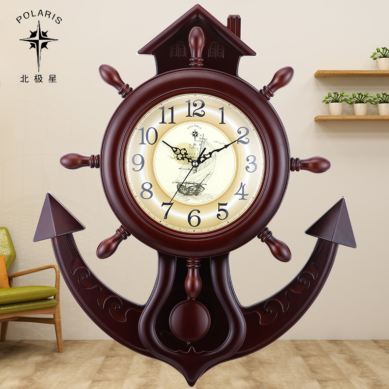 北极星挂钟大号客厅钟表欧式田园舵手摇摆石英钟地中海简约仿古钟