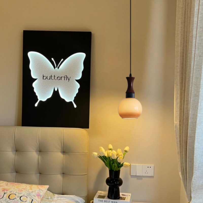 中古床头吊灯侘寂风包豪斯设计师餐厅吊灯高级感卧背景墙吊线灯