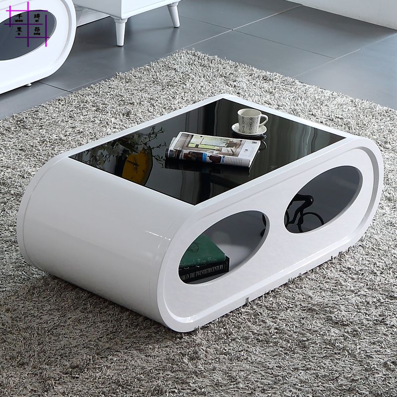 现代椭圆形茶几电视柜装简约客厅钢化玻璃茶桌创意整装家具